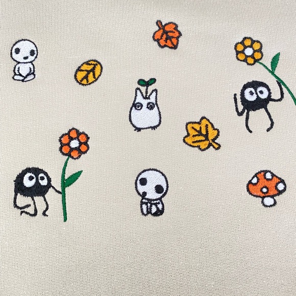 Ghibli Friends Enjoying Fall Embroidered Sweatshirt - Picture 3 of 4
